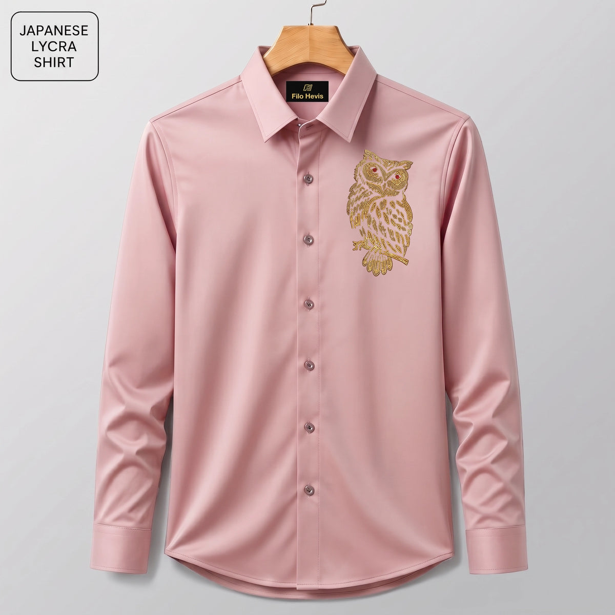 Owl Embroidery Party Shirts | Club Wear | Peach