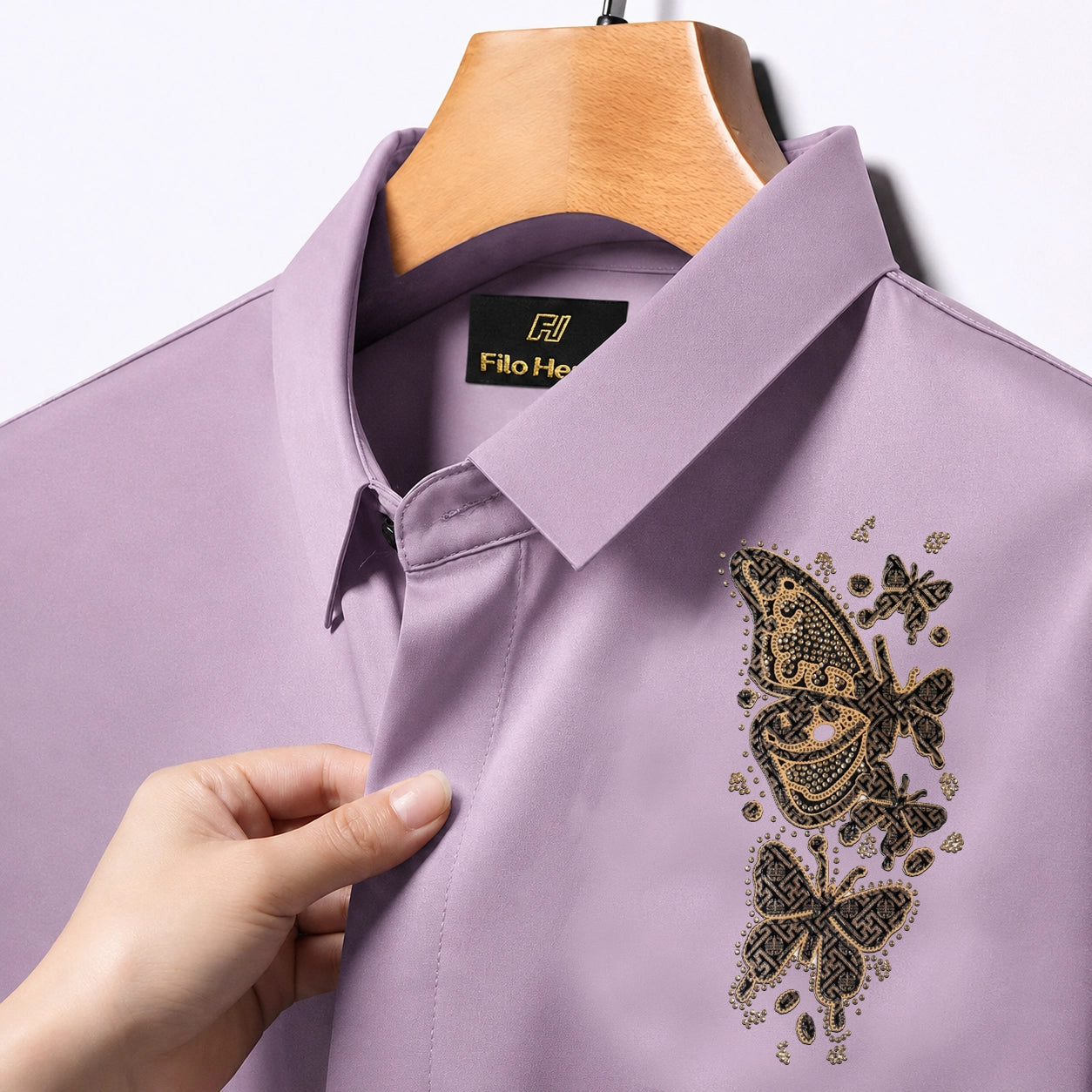 Butterfly Embroidery Party Shirts | Club Wear | Onion