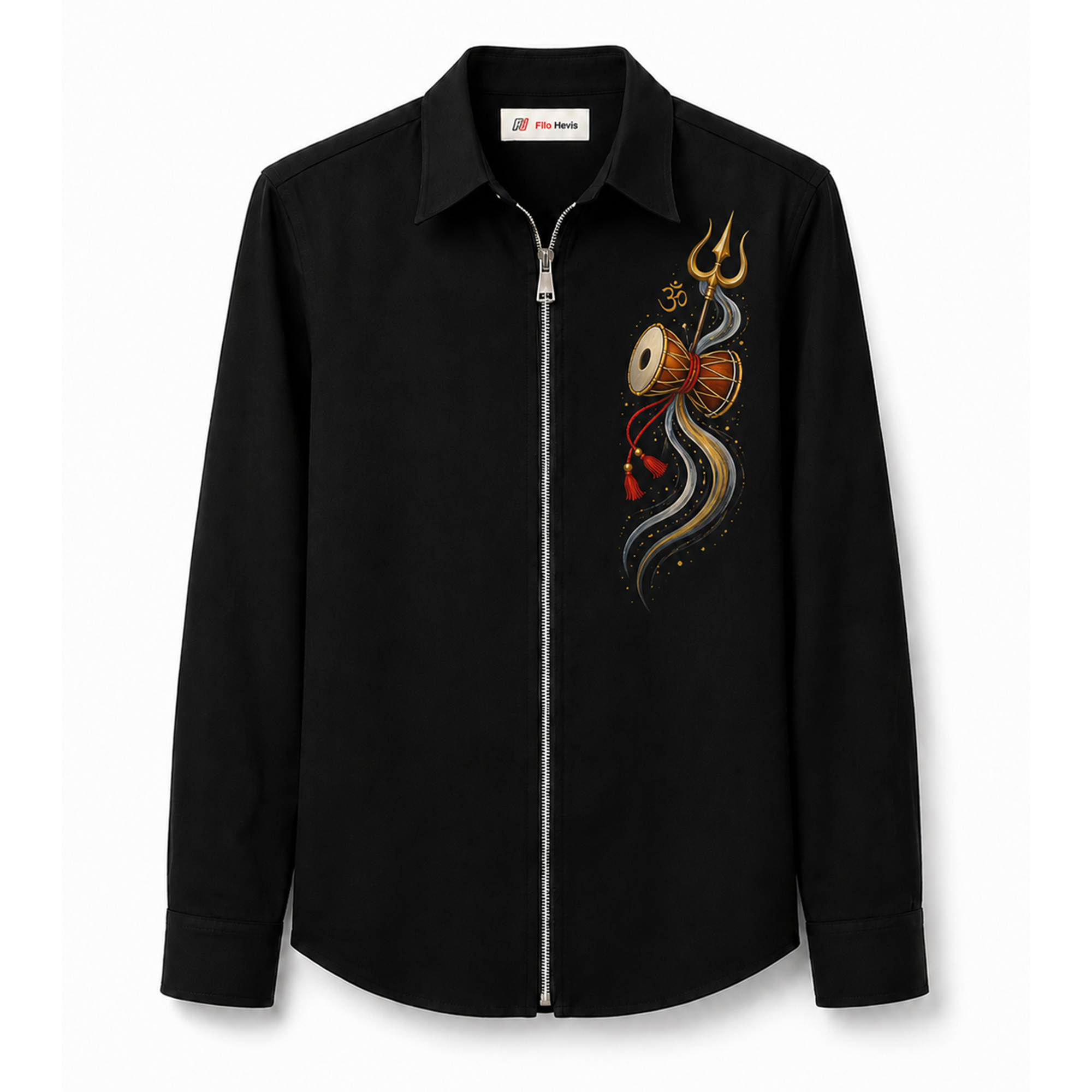 Shiva Trishul Zip-Up Shirt — Hand-Painted Japanese Lycra My Store