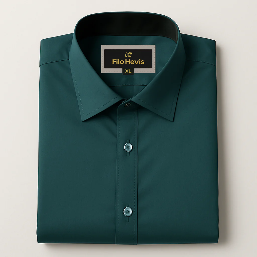 Formal Shirt for Men with Contrast Collar & Cuff | Teal Green