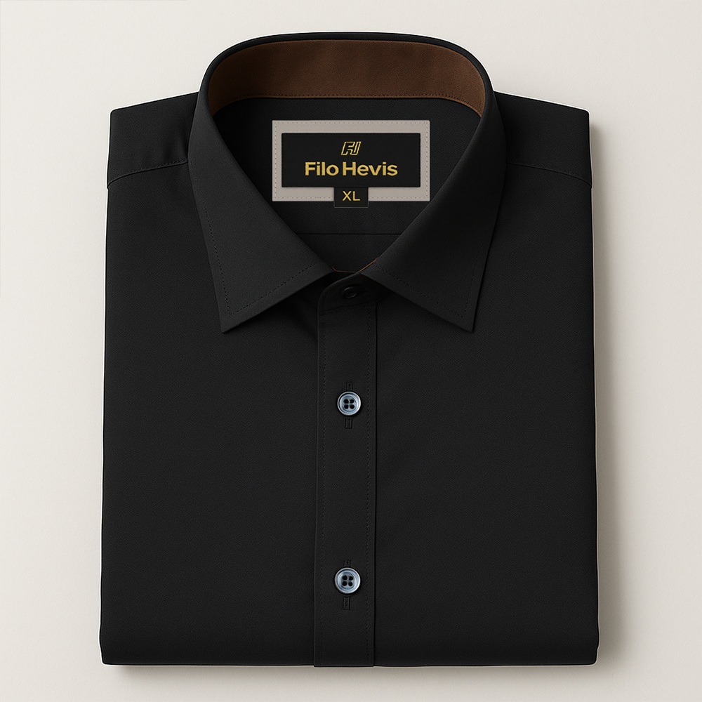 Formal Shirt for Men with Contrast Collar & Cuff | Black