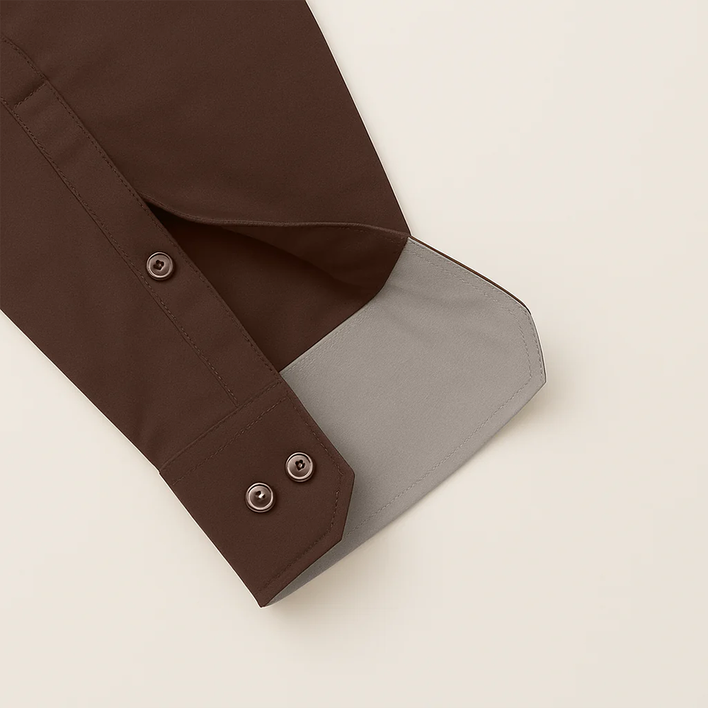 Formal Shirt for Men with Contrast Collar & Cuff | Brown