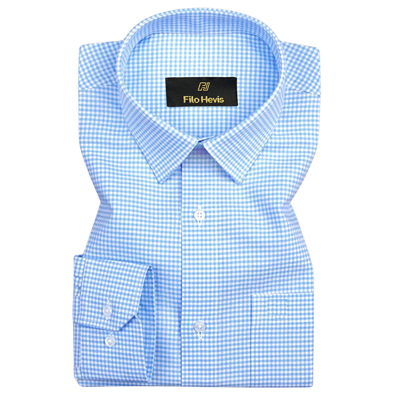 Oxford Cotton Check Shirt for Men |Slim fit | Sky Blue