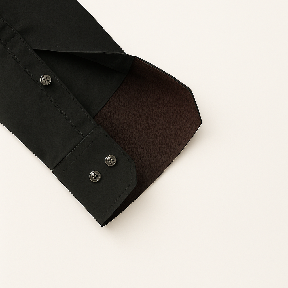 Formal Shirt for Men with Contrast Collar & Cuff | Black