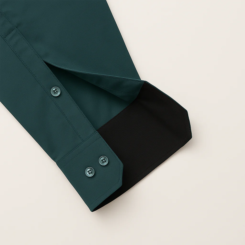 Formal Shirt for Men with Contrast Collar & Cuff | Teal Green