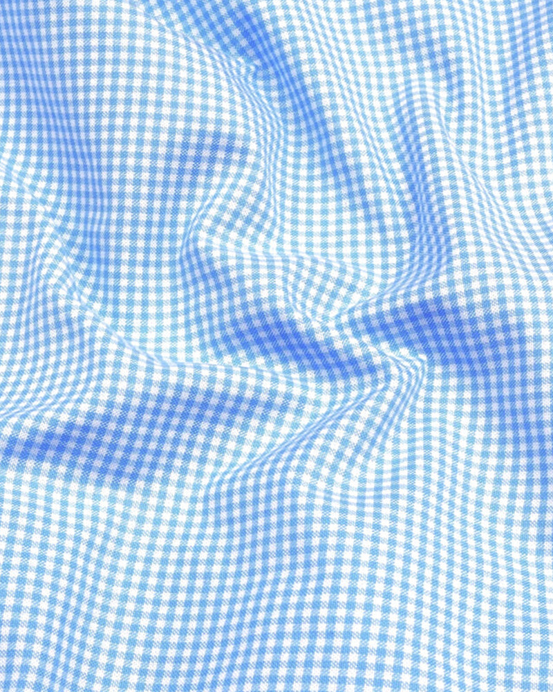 Oxford Cotton Check Shirt for Men |Slim fit | Sky Blue