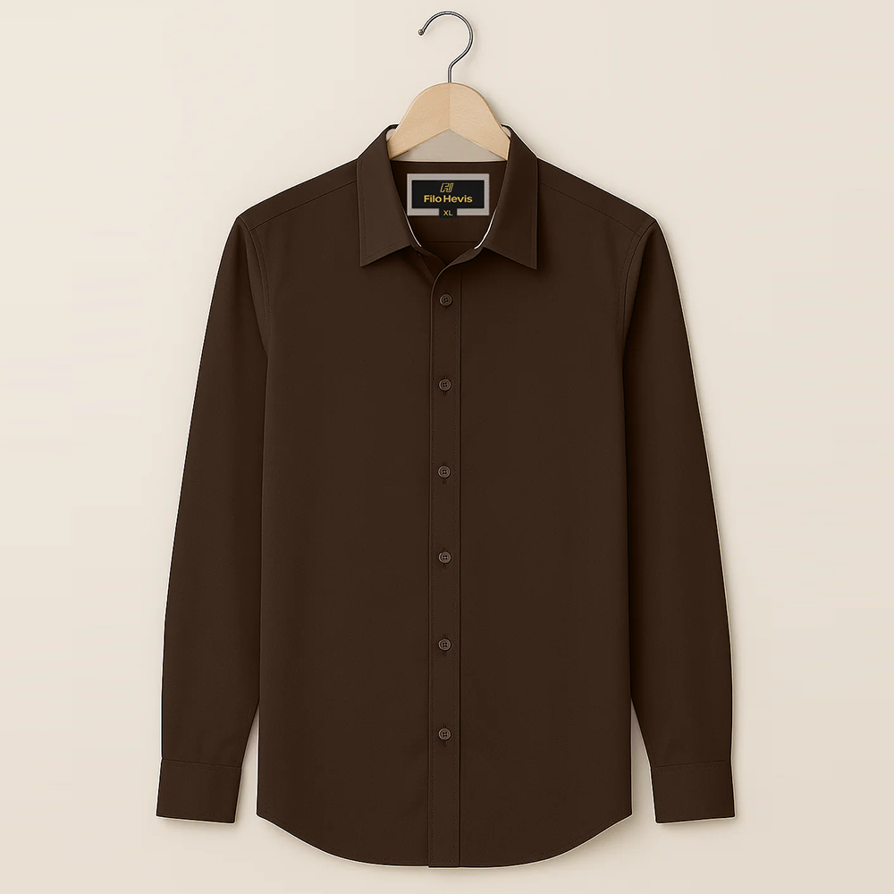 Formal Shirt for Men with Contrast Collar & Cuff | Brown