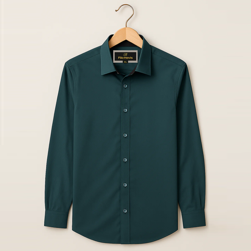 Formal Shirt for Men with Contrast Collar & Cuff | Teal Green