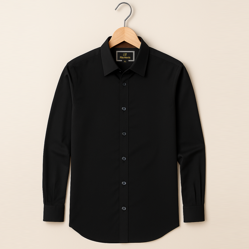 Formal Shirt for Men with Contrast Collar & Cuff | Black