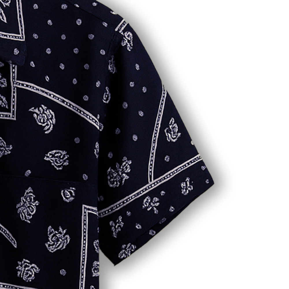 Men's Regular Fit Half Sleeve Printed Shirt-Navy Blue