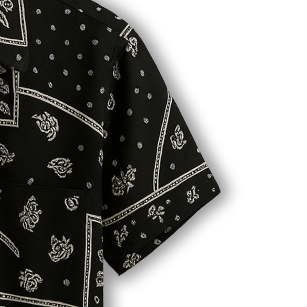 Men's Regular Fit Half Sleeve Printed Shirt-Black