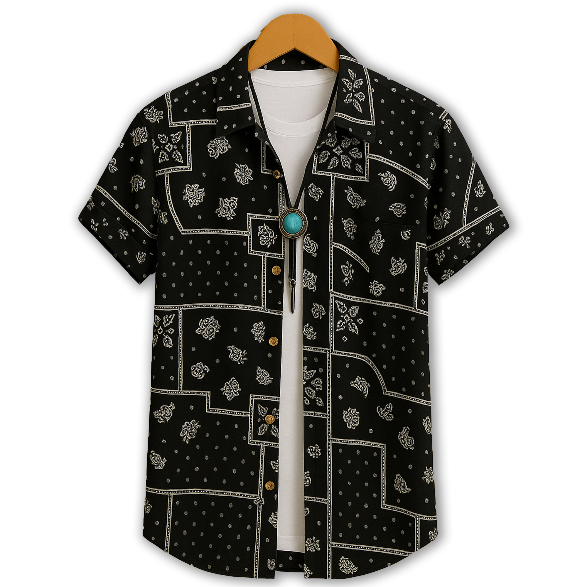 Men's Regular Fit Half Sleeve Printed Shirt-Black