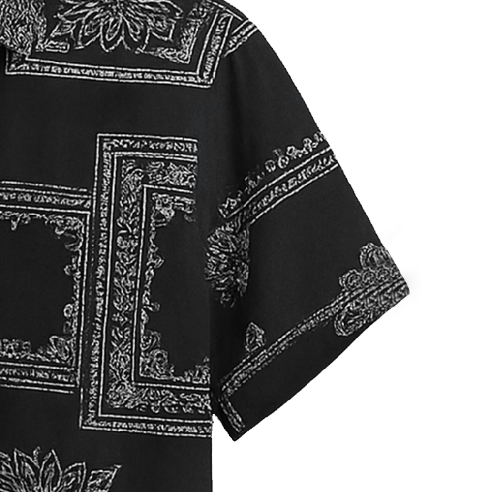 Men's Regular Fit Half Sleeve Printed Shirt-Black