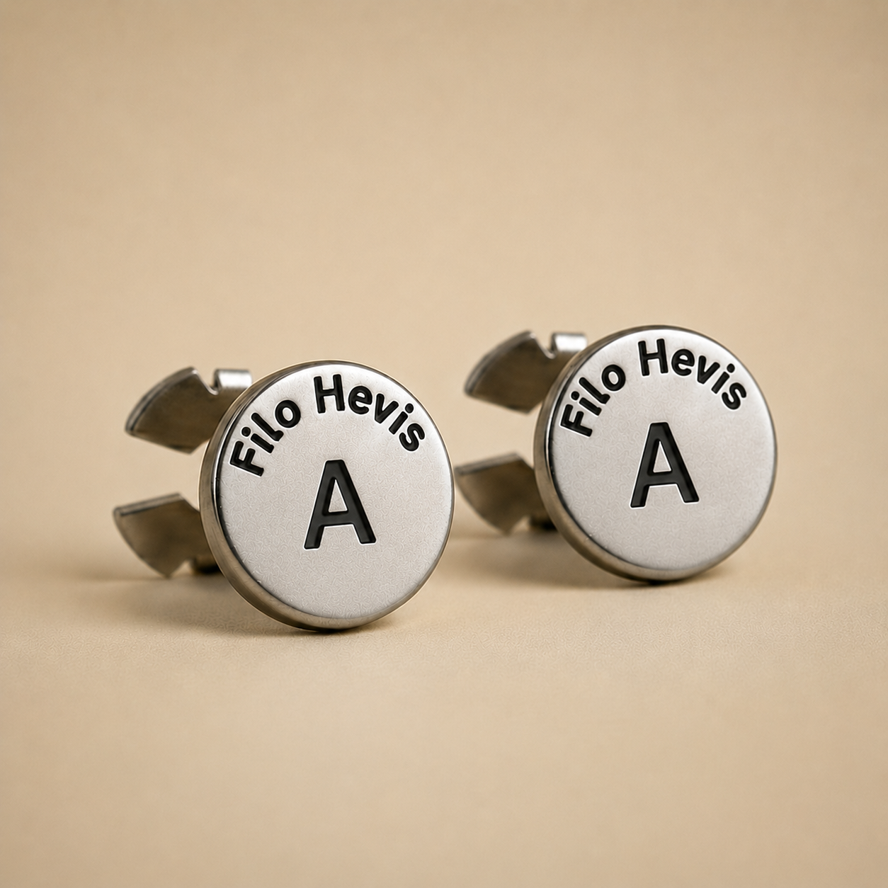 Filohevis Engraved Letter Metal Unisex Cufflinks – A (1 Pair)
