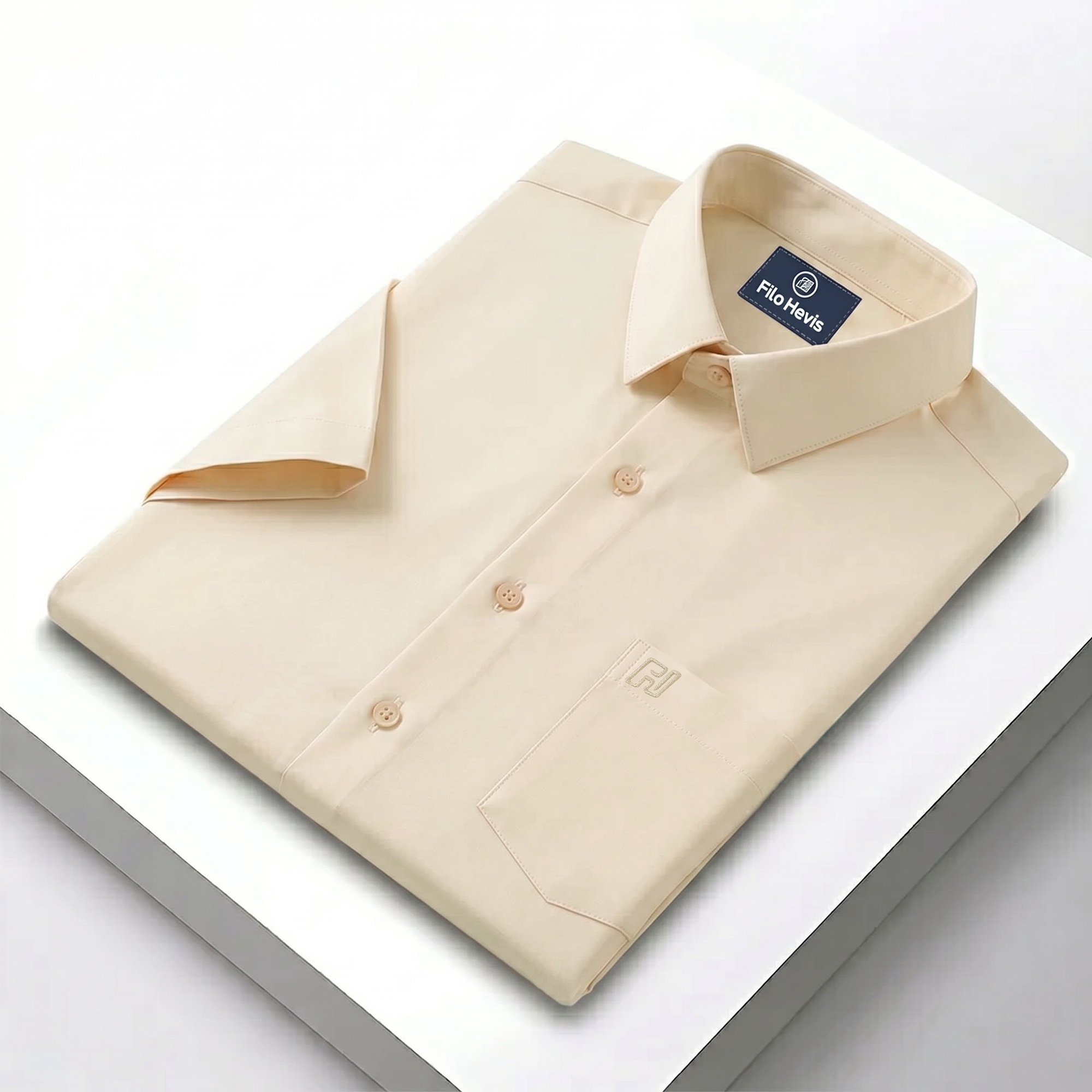 Men's Formal Half Sleeve Shirt-Cream