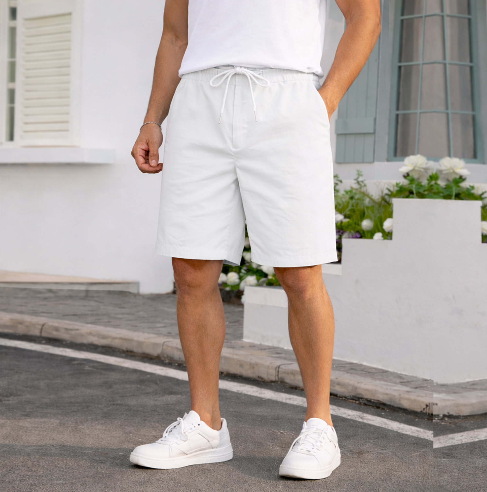 MENS COTTON SHORTS | EVERYDAY COMFORT HALF PANTS | White