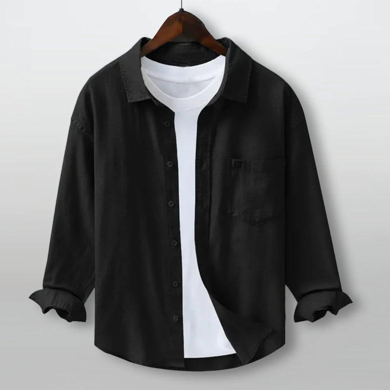 FINE LINEN SHIRTS FOR MEN (Full Sleeves)-Black
