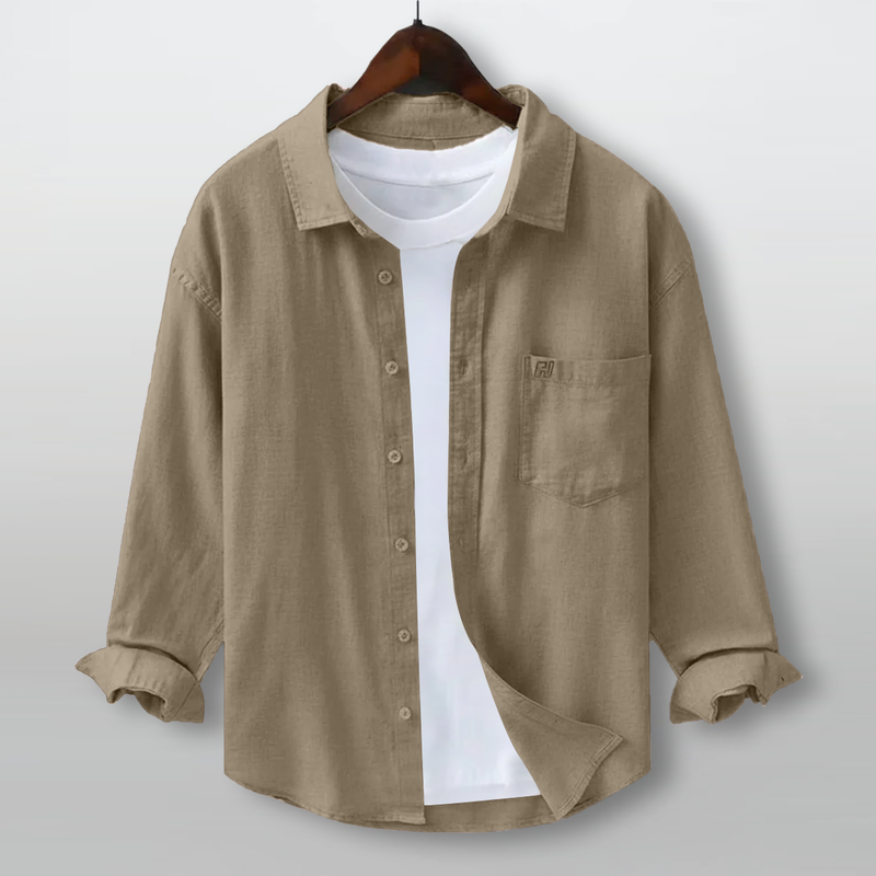 FINE LINEN SHIRTS FOR MEN (Full Sleeves)-Natural Beige