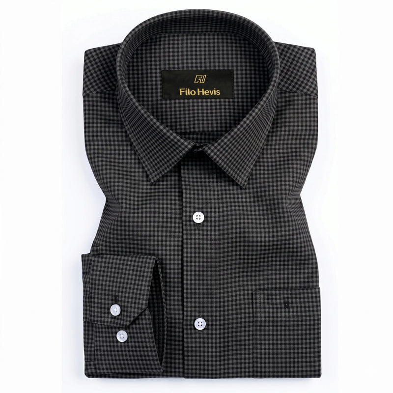 Cotton Check Shirt for Men |Slim fit | Black