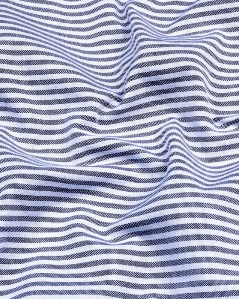 Cotton Stripe Shirt for Men |Slim fit | Black