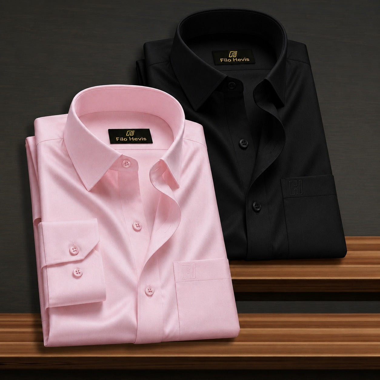 Combo of 2 Formal shirts Light Pink & Black Colour