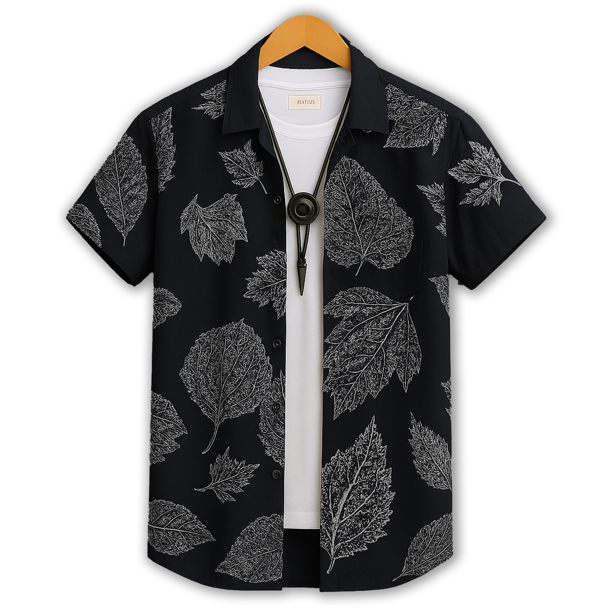 Black Half Casual Printed Cotton Shirt Regular Fit For Men