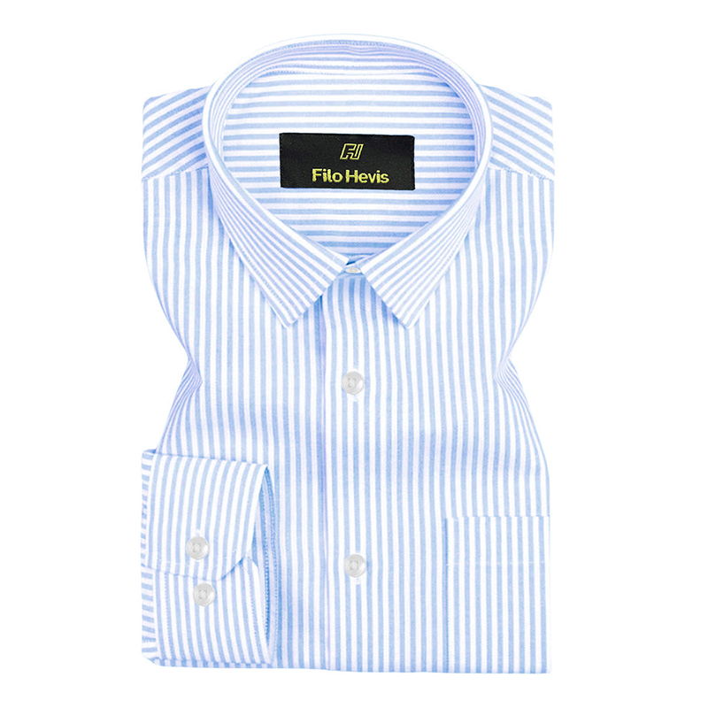 Cotton Stripe Shirt for Men |Slim fit | Sky Blue