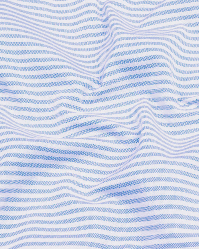 Cotton Stripe Shirt for Men |Slim fit | Sky Blue