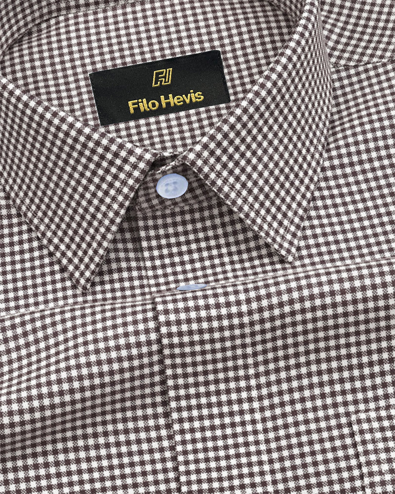 Oxford Cotton Check Shirt for Men |Slim fit | Brown