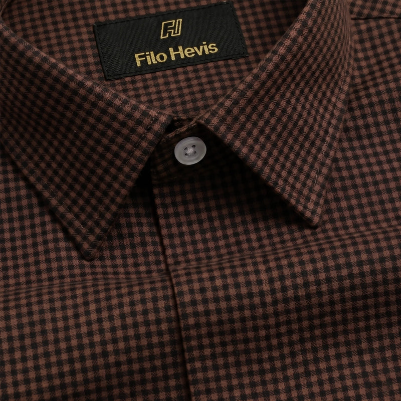 Cotton Check Shirt for Men |Slim fit | Amrican Brown
