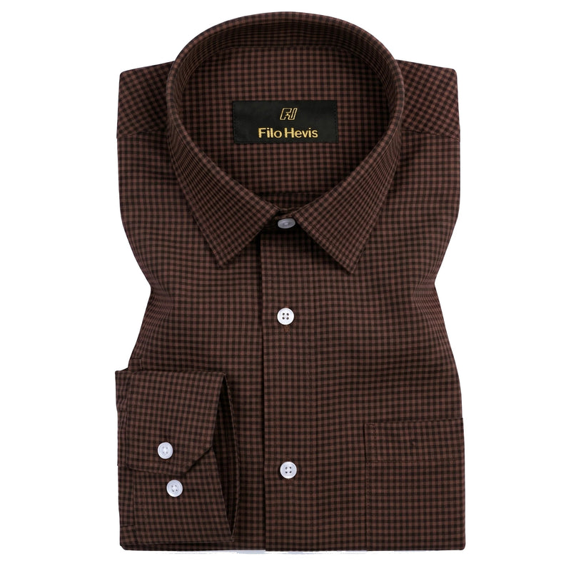 Cotton Check Shirt for Men |Slim fit | Amrican Brown