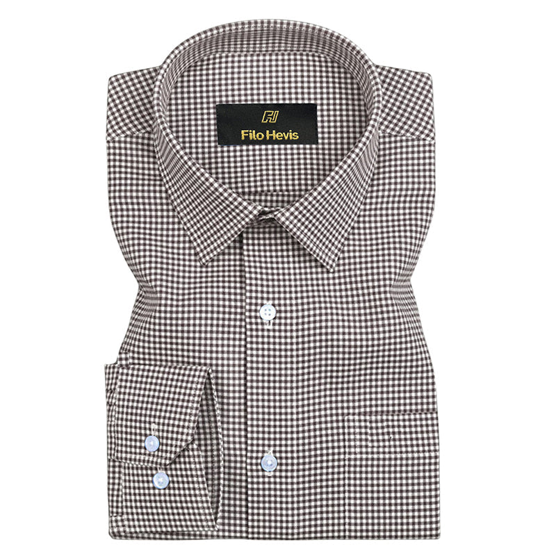 Oxford Cotton Check Shirt for Men |Slim fit | Brown