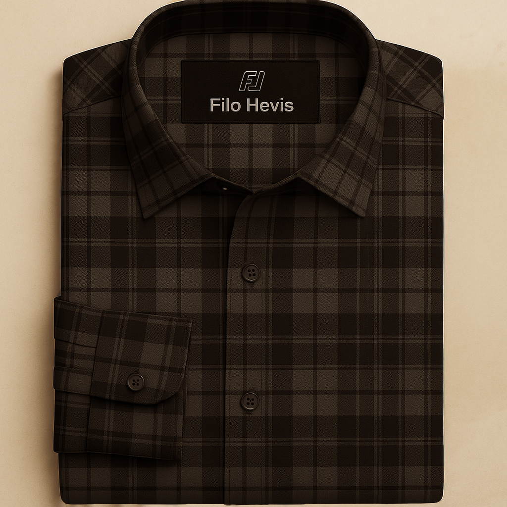 FORMAL COTTON CHECK SHIRTS FOR MEN - Brown Plaid (Long Sleeve)