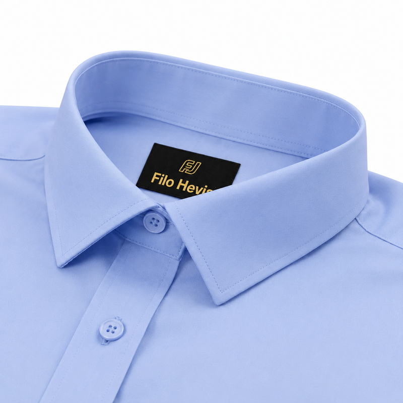 Cotton Satin Formal Shirt for Men - Regular Fit Full Sleeve | Sky Blue