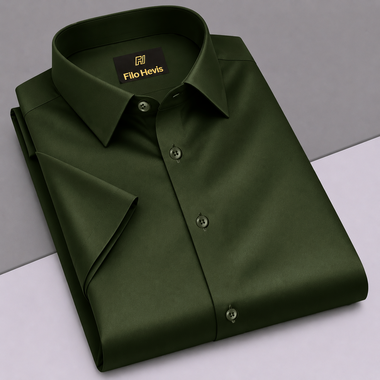 Men’s Satin Half Sleeve Formal Shirt – Premium Soft & Shiny Finish-Olive Green