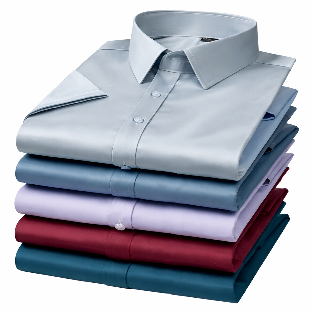 Men’s Satin Half Sleeve Formal Shirt – Premium Soft & Shiny Finish-Silver