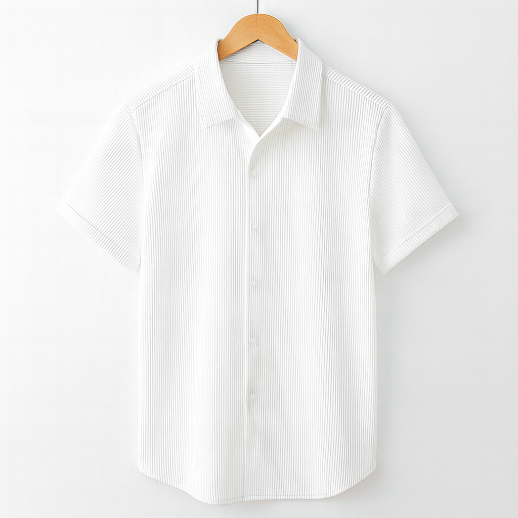 Corduroy Blend Half Sleeve Smart Casual Comfort Shirt For Men-White