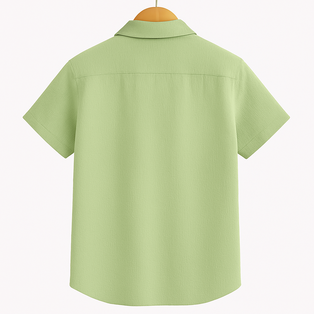 Men’s Light Green Poly-Cotton Casual Shirt | Short Sleeve | Summer Comfort