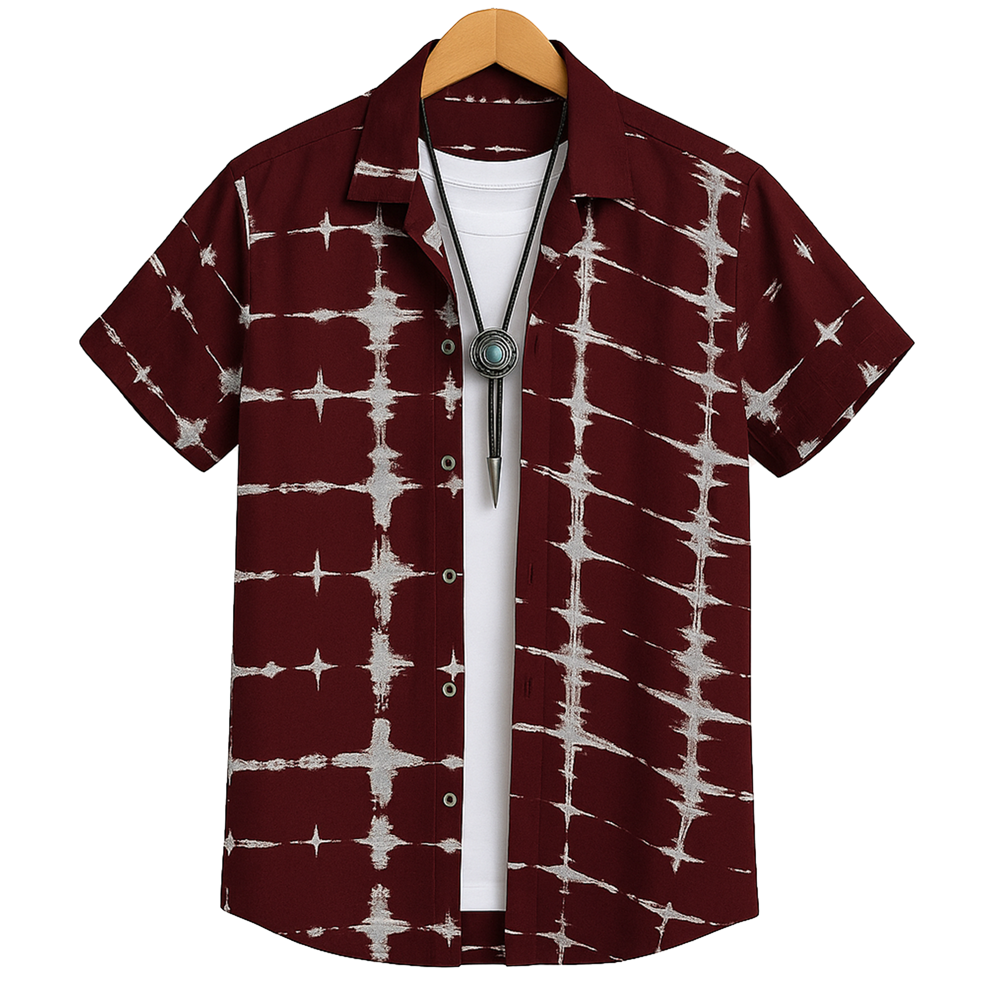 Half Casual Printed Cotton Shirt Regular Fit For Men-Purple