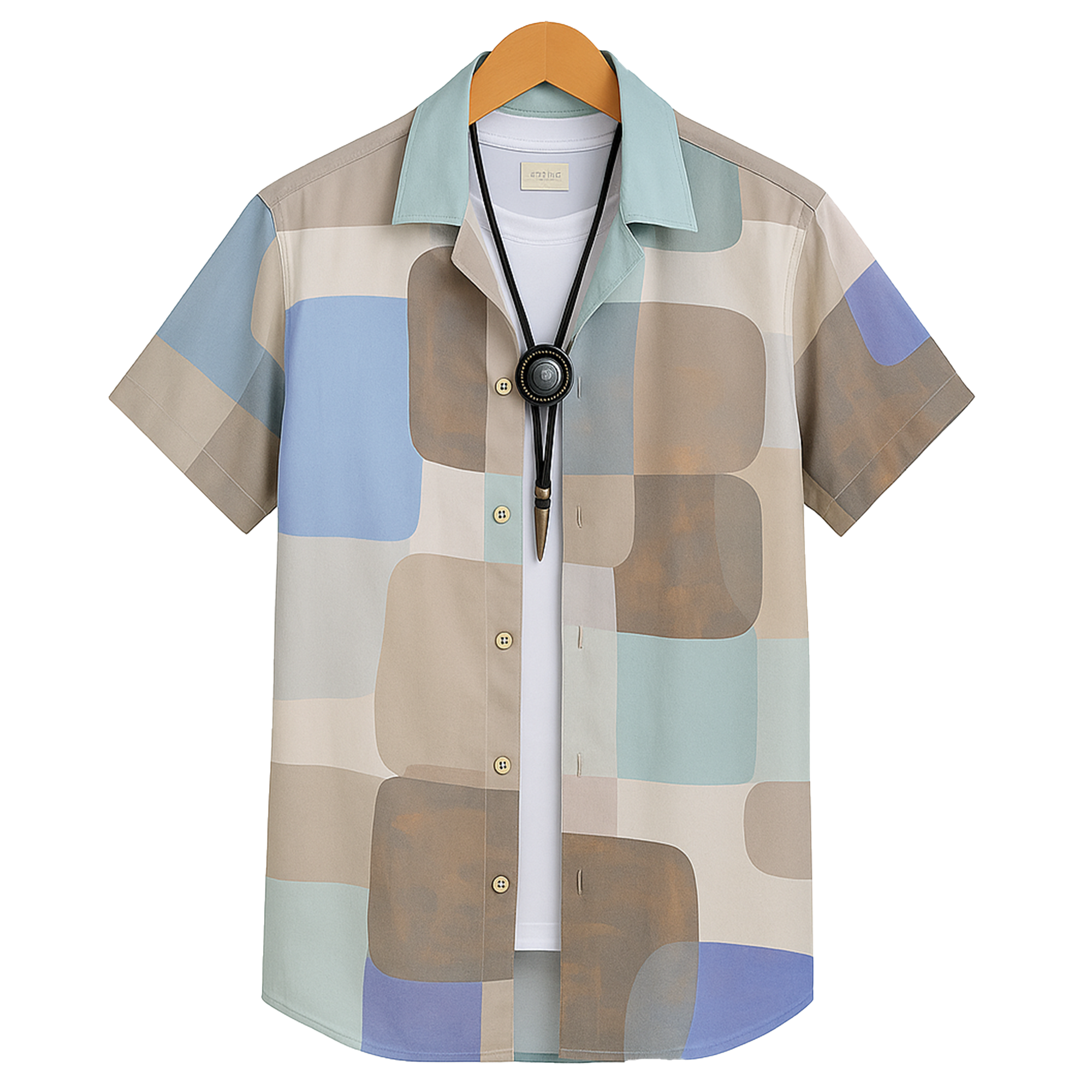 BLUE WHITE HALF CASUAL PRINTED COTTON SHIRT REGULAR FIT FOR MEN