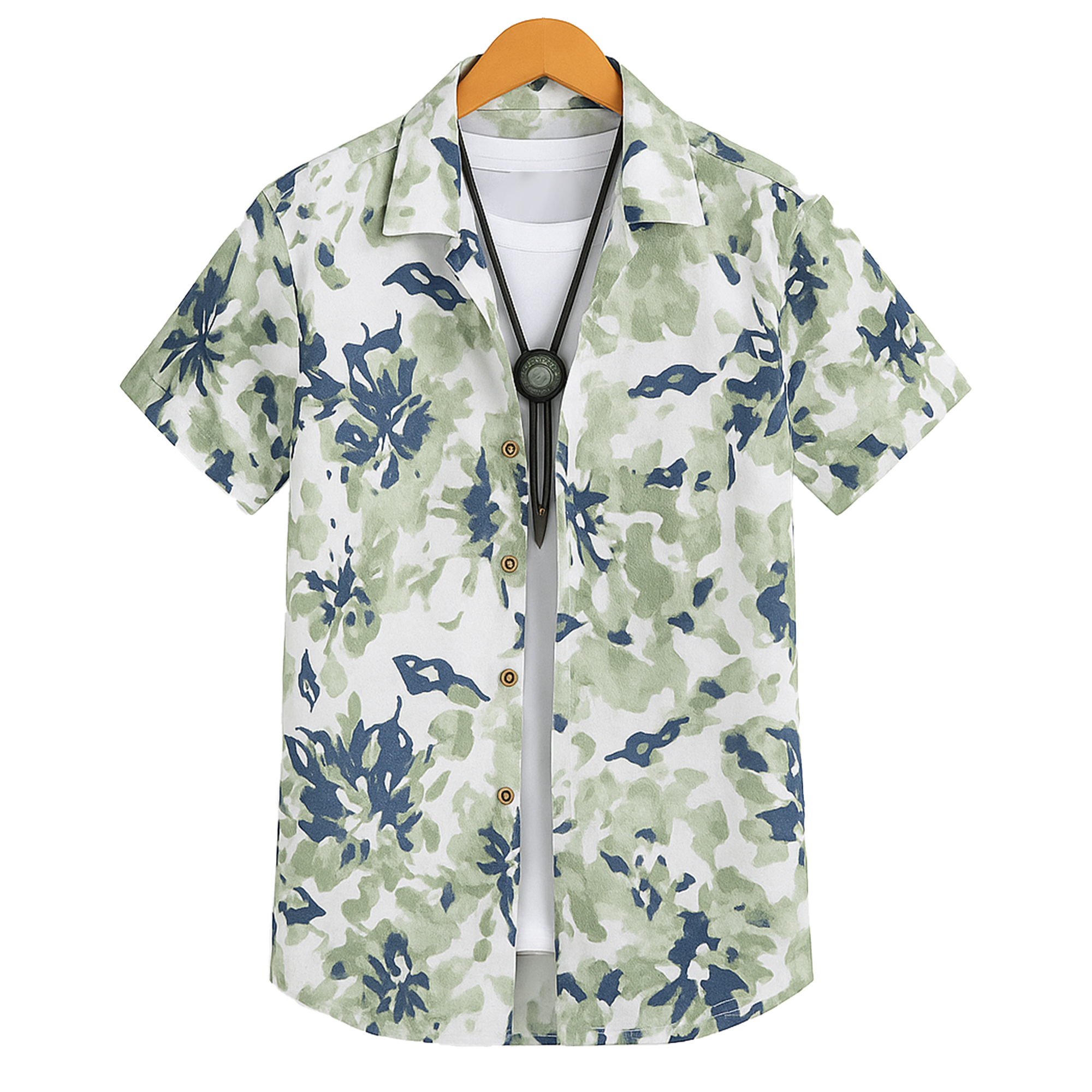 LIGHT GREEN HALF CASUAL PRINTED COTTON SHIRT REGULAR FIT FOR MEN