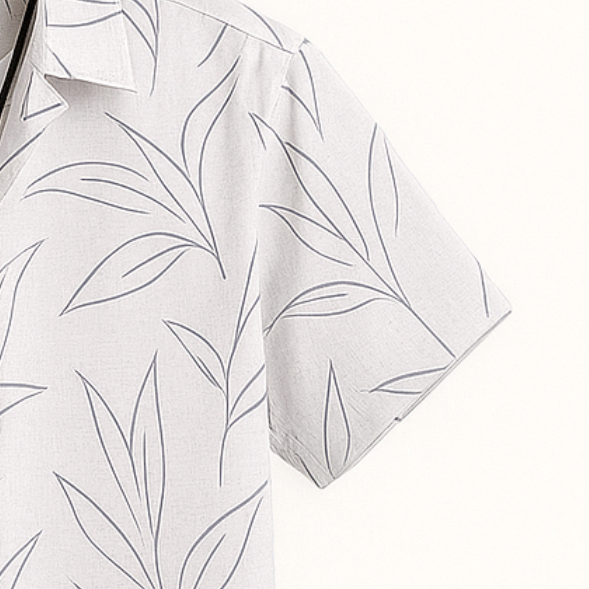 LIGHT GREY HALF CASUAL PRINTED COTTON SHIRT REGULAR FIT FOR MEN