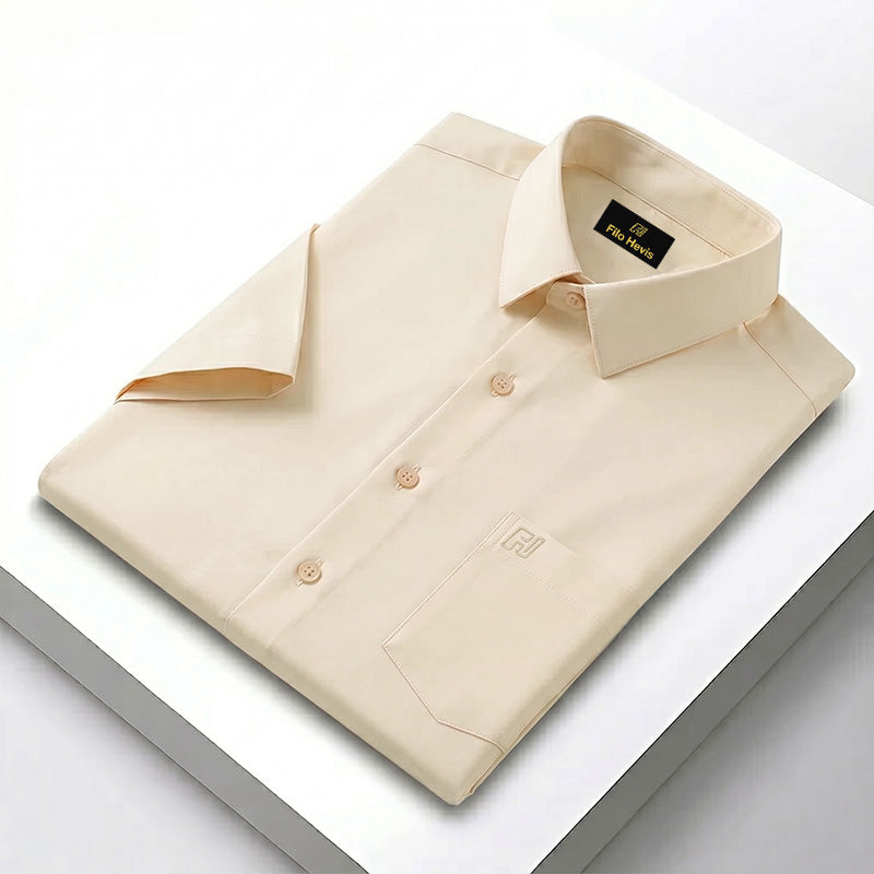 Men's Formal Half Sleeve Shirt-Cream