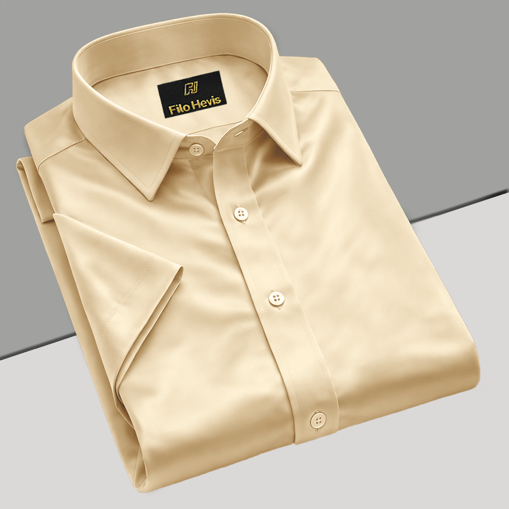 Men’s Satin Half Sleeve Formal Shirt – Premium Soft & Shiny Finish-Cream