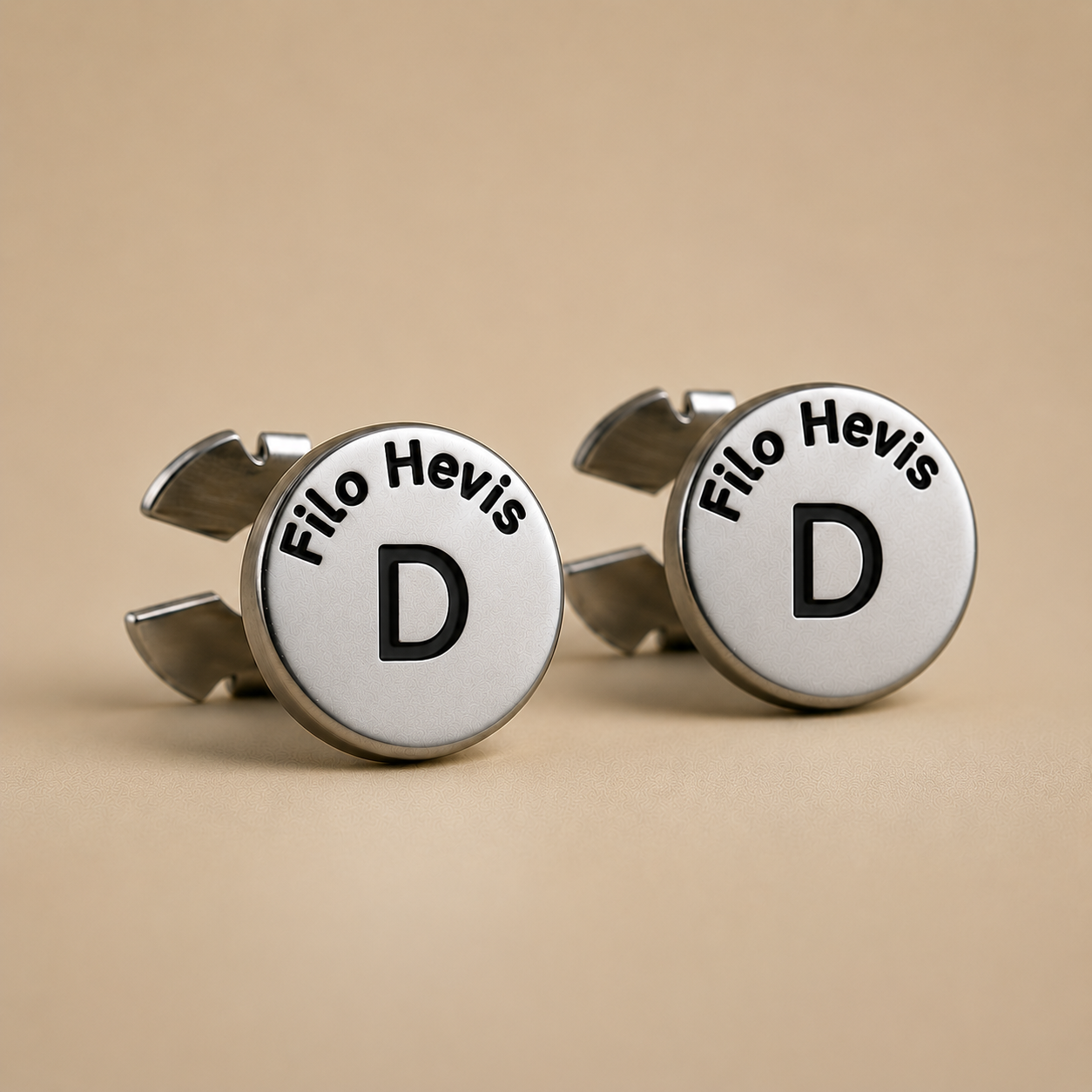 Filohevis Engraved Letter Metal Unisex Cufflinks – D (1 Pair)
