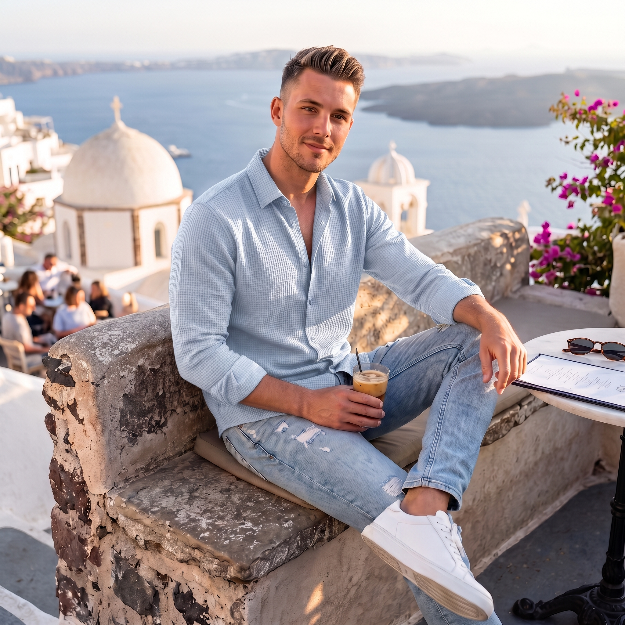 Men's Full Sleeve Self Textured Shirt | Light Grey