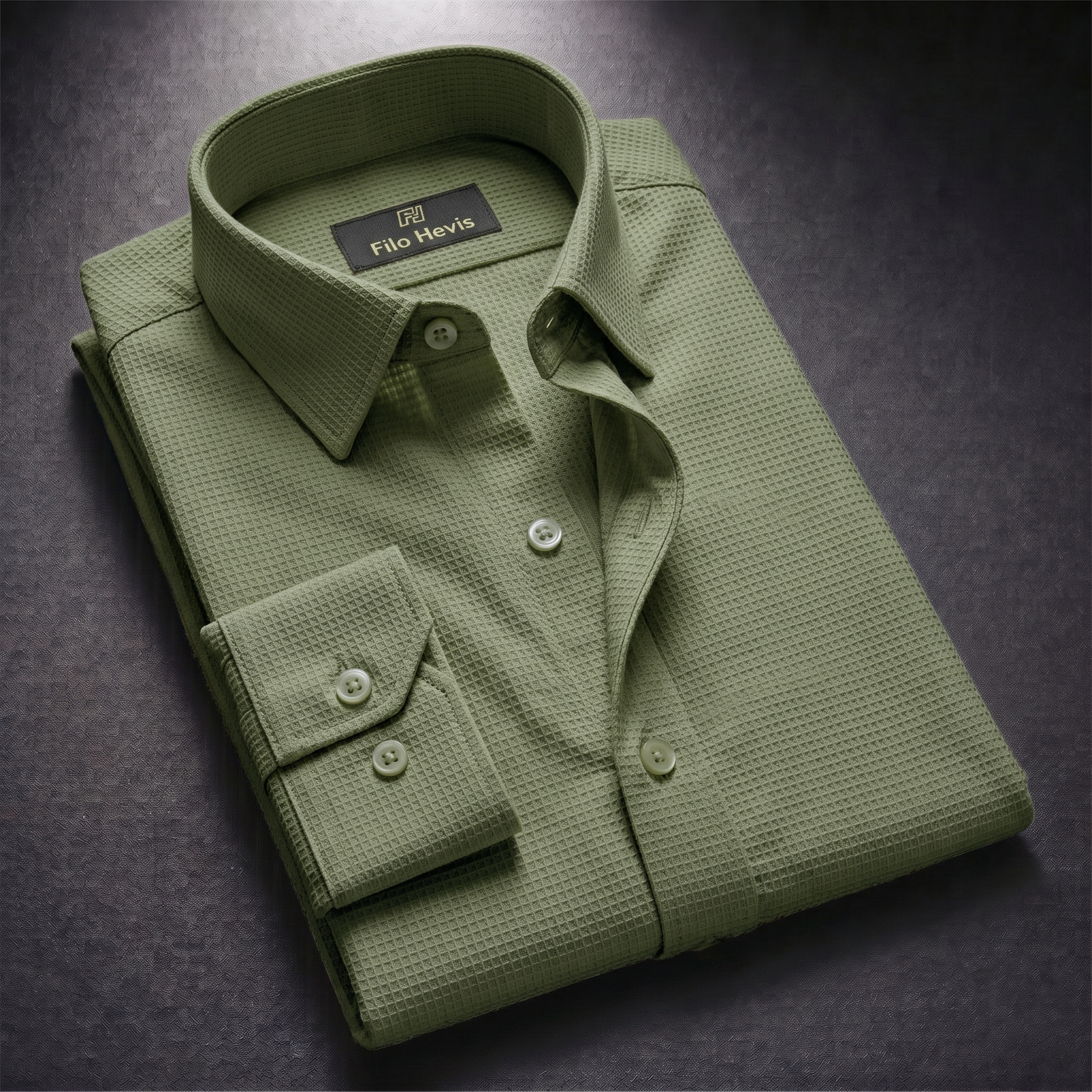 Men's Full Sleeve Self Textured Shirt | Olive-Green