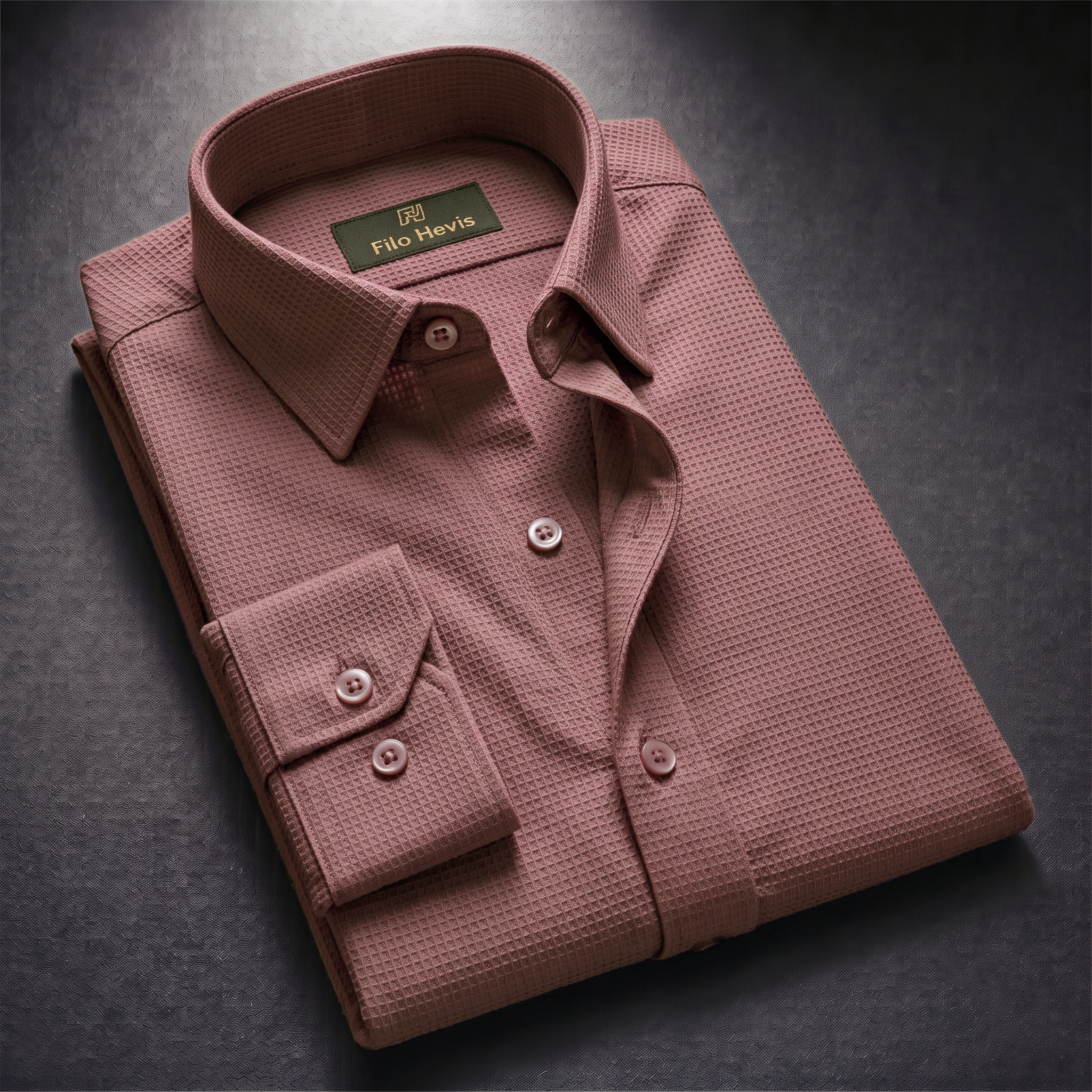 Men's Full Sleeve Self Textured Shirt | Peach