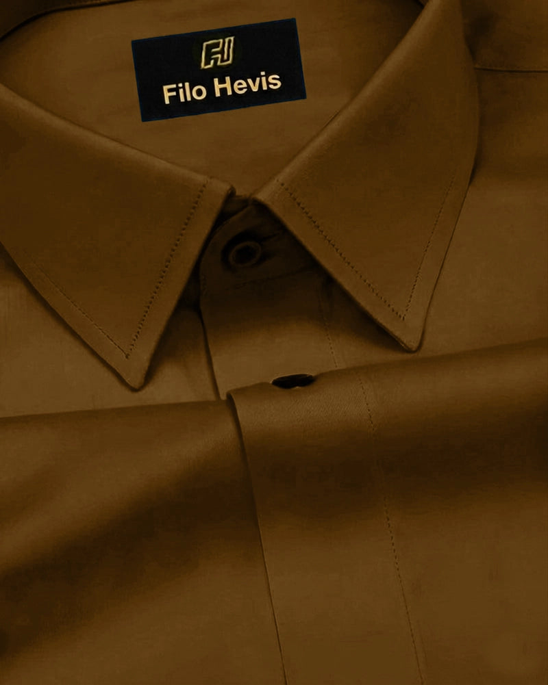 Platinum Cotton Satin Formal Shirt for Men - with Pocket | Brown