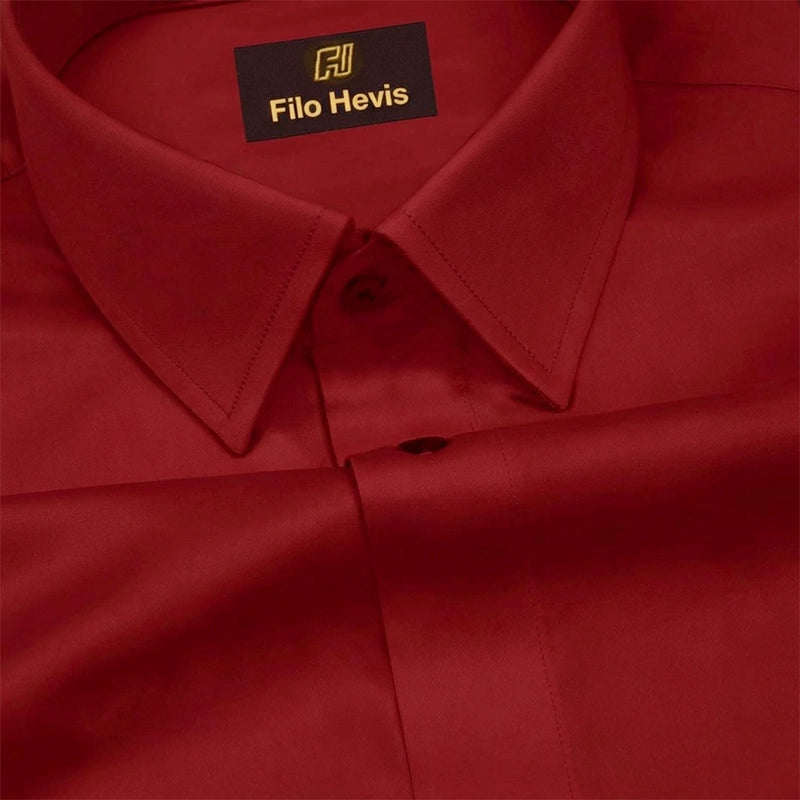 Platinum Cotton Satin Formal Shirt for Men - with Pocket | Maroon
